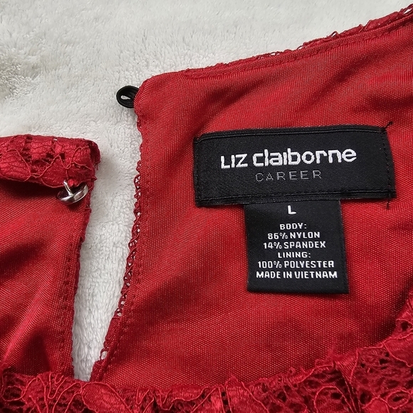 NWT Liz Claiborne Red Lace Sleeveless Bubble Hem Blouse Top Size L - Picture 6 of 11